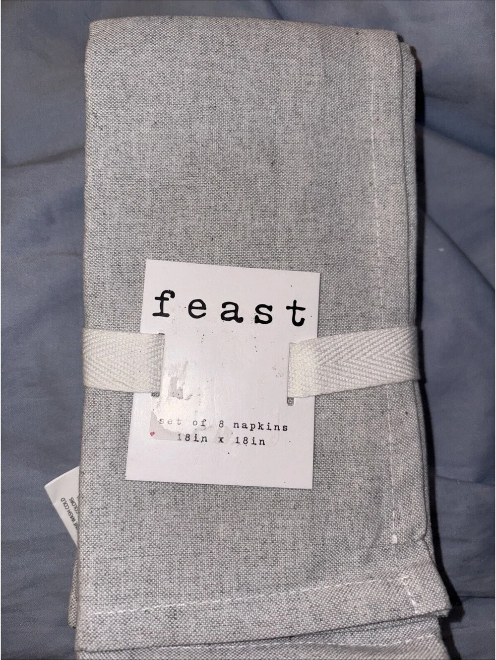 Fabric Dinner Napkins 18x18 Set of 8 Gray Solid 80% Cotton Blend by Feast New